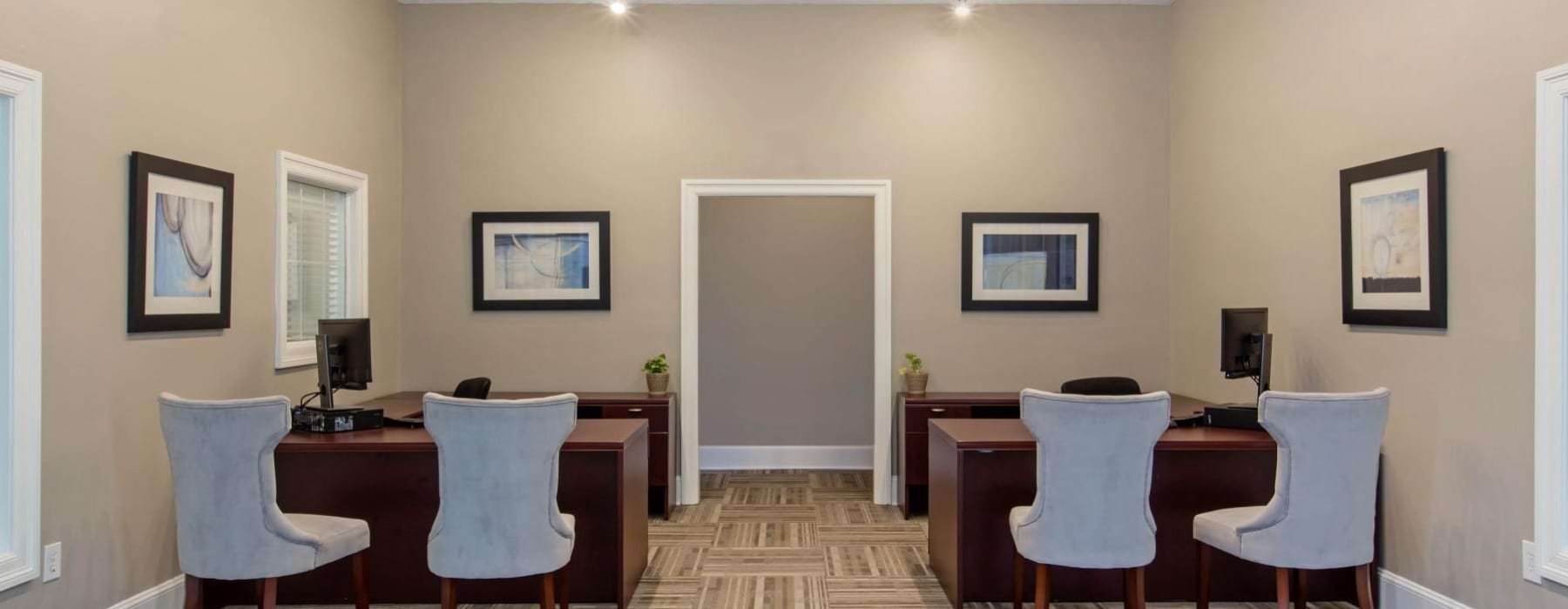 a room with a table and chairs